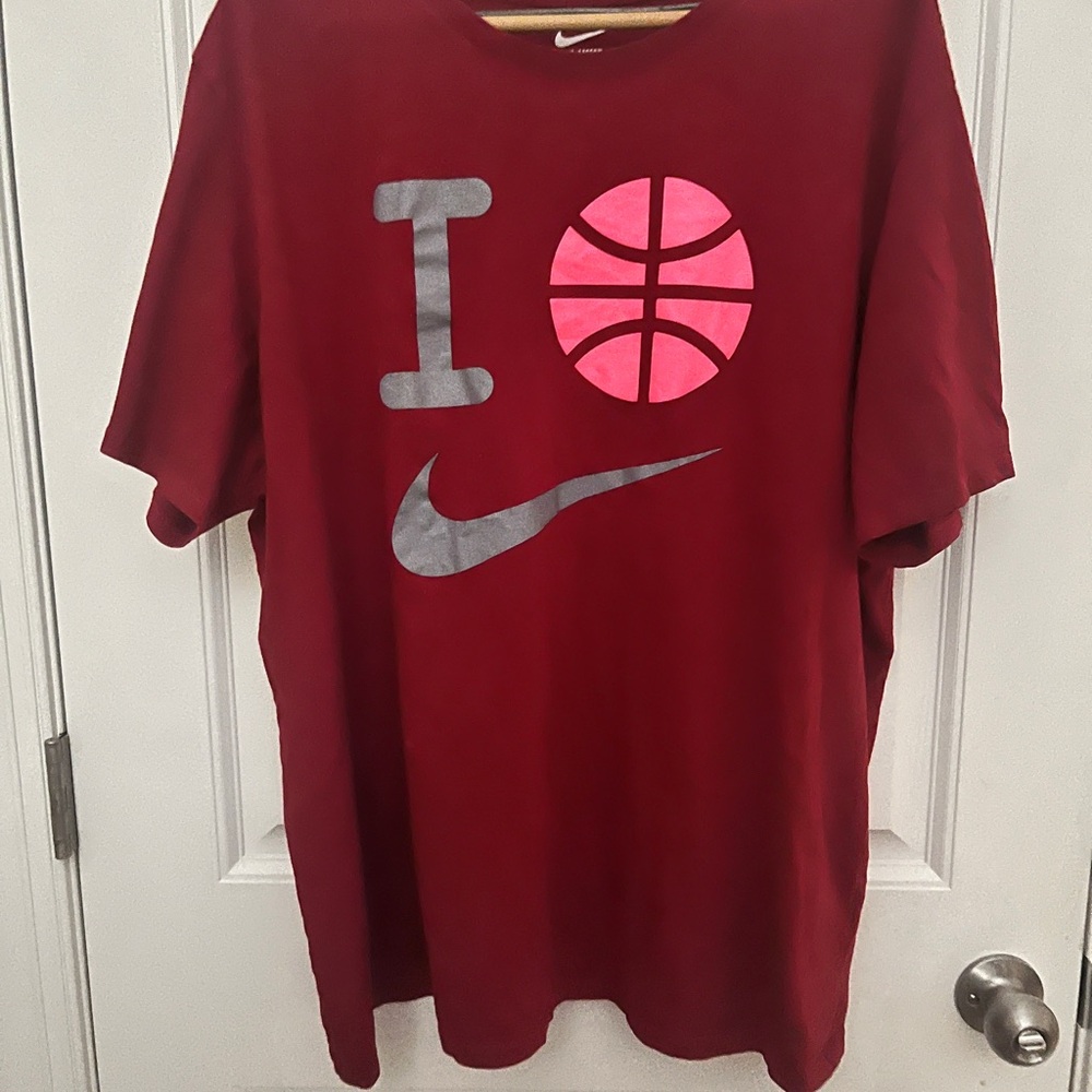 Nike Red Tee with Pink and Gray Graphics
